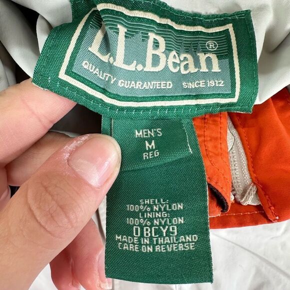 L.L. Bean Jacket Mens Medium Khaki WEATHER CHALLENGER Hidden Hood LW Jacket - Picture 5 of 11